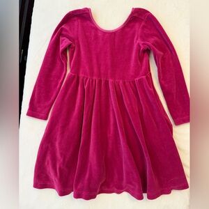 Hanna Andersson Velvet Long Sleeve Dress in Rich Pink